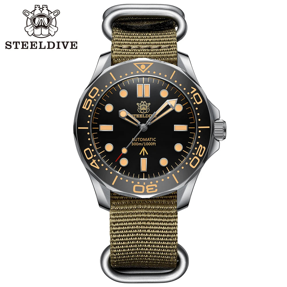STEELDIVE SD1957 Steel Bracelet 42MM Vintage Ceramic Bezel 200M NH35 Luminous Sapphire Glass Automatic Men Dive Watch