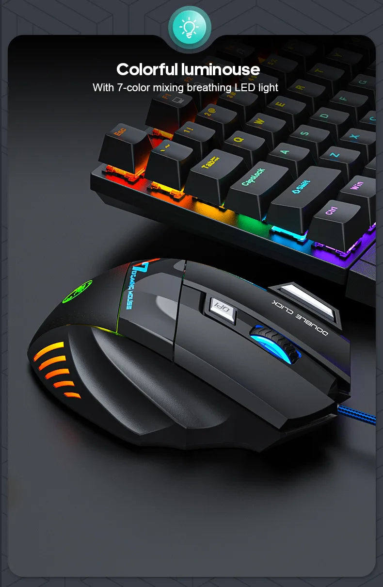 IMICE X7 Optical Gaming Mouse Adjustable DPI Ergonomic Anti-Slip Design Colorful Luminous Suitable for Desktop Computers Laptop