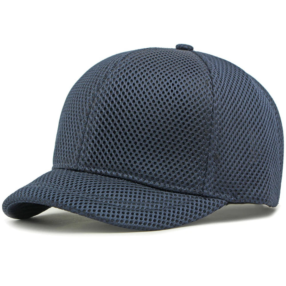 HT4828 5 cm Baseballkappe mit kurzer Krempe für Herren, 6-Panel-Baseballkappe, atmungsaktive Mesh-Trucker-Cap, Herren und Damen, einfarbig, schlichte Snapback-Cap