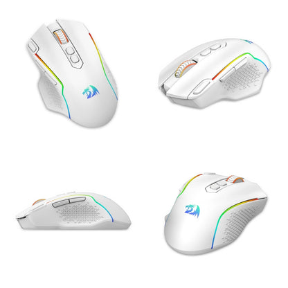 Redragon M810 Pro Wireless Gaming Mouse, 10000 DPI Wired Gamer Mouse with Rapid Fire Key, 8 Macro Buttons, Black/White Mouse