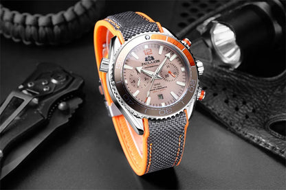 PAULAREIS P Relógio mecânico automático de luxo para homem com corda automática, bracelete em borracha, impermeável, luminoso, com data, relógio de moda masculino