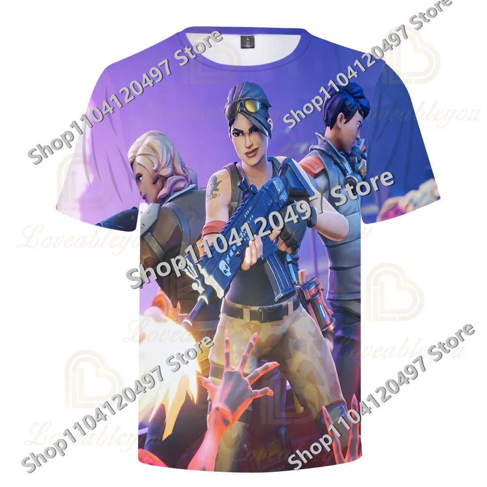 Fortnites Theme Birthday Number T-Shirt Summer Child White Clothes Cartoon Hot Game Short Sleeve Tees Casual Tops Funny Gifts