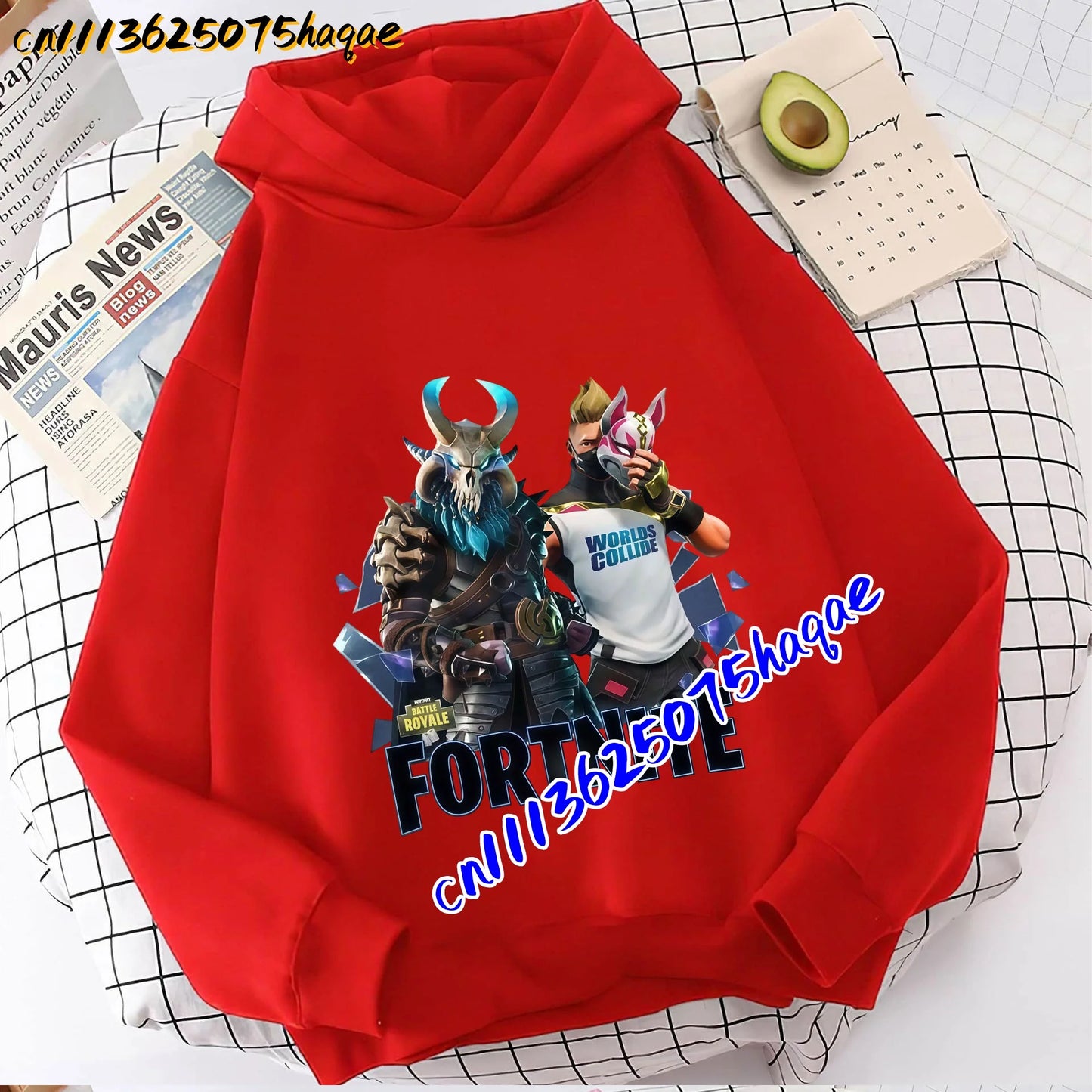 FORTNITED Felpa con cappuccio a maniche lunghe per bambini, bambine e ragazzi, streetwear, pullover, stile anime, top moda per bambini, idea regalo