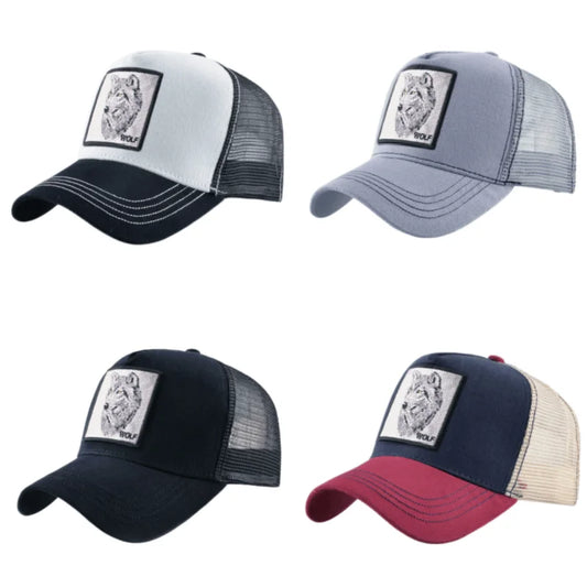 Wolf-Patch-Stickerei-Mesh-Baseballcap, verstellbare Fashion-Hip-Hop-Trucker-Cap für Herren und Damen, Outdoor, atmungsaktiv, mit Schirm, Snapback-Hut, Geschenk