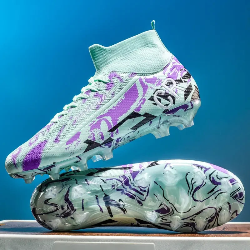 Unisex Teen Low Top Football Shoes Lightweight Elastic Sole Anti Slip Short Spikes Lawn Field Match Training Sneakers