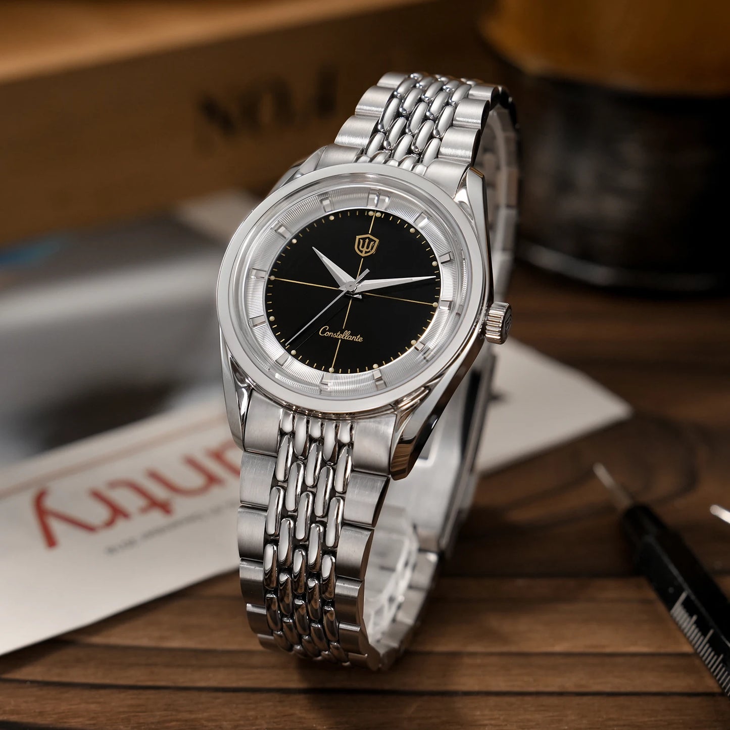 Watchdives WD1954 Arctic Classic 36mm Watch VH31Sweep Second Movement 316L Stainless Steel Watches Sapphire Crystal Luminova