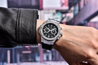 PAGANI DESIGN Men's Watches Luxury Rose Gold Sport Chronograph Japan VK64 Quartz Watch For Men Fluororubber Strap Wristwatch Men
