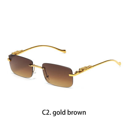 Ruiao rimless sunglasses UV400 fashion square metal glasses for men women designer man's brand sun glasses shades for outdoor