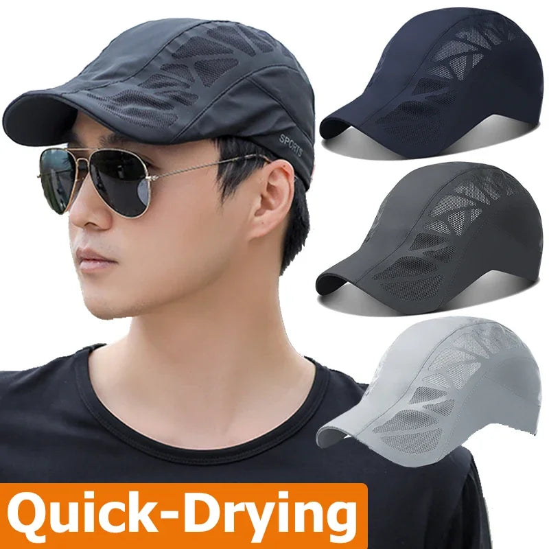 Unisex SPORTS med bogstavtryk, hurtigtørrende baseballkasket, solhatte, udendørs sommerkasketter i åndbart net, solskærmkasketter, baret, visir, golfhat
