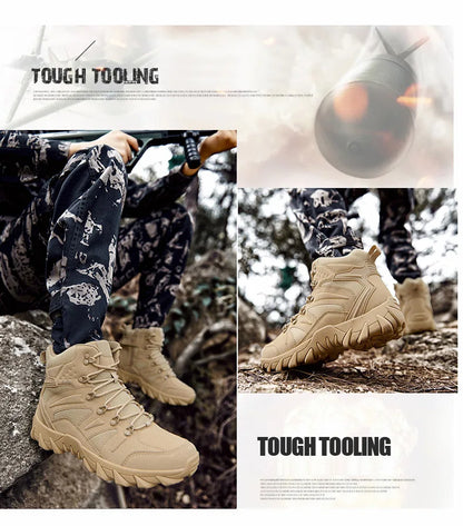 Upgraded Tactics Combat Training Boots Male Outdoors Camping Anti-wear Rapid Response Hiking Shoes Fishing Hunting Sneakers Men