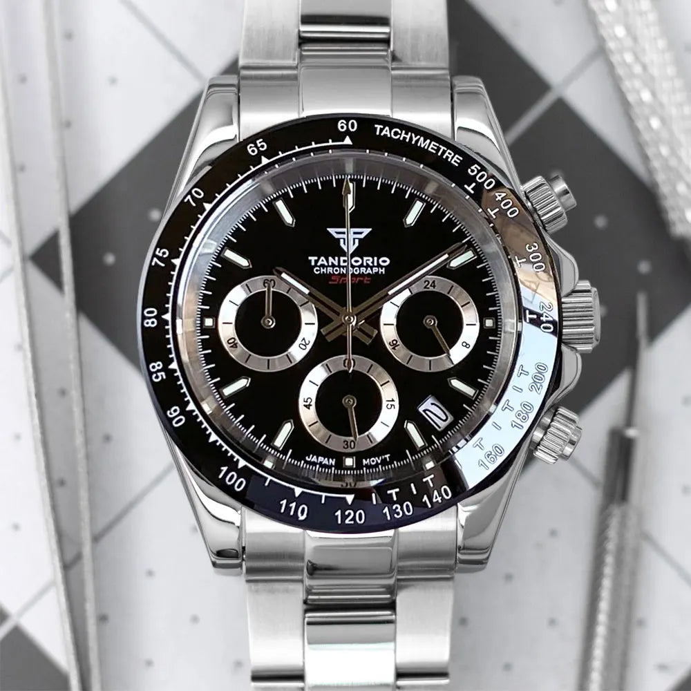 Reloj de lujo para hombre VK63 con movimiento de cuarzo, cronógrafo de negocios, 39mm, acero/oro rosa, fecha, esfera luminosa y cronógrafo completo