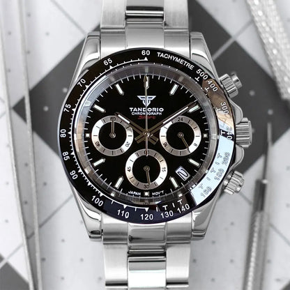 Reloj de lujo para hombre VK63 con movimiento de cuarzo, cronógrafo de negocios, 39mm, acero/oro rosa, fecha, esfera luminosa y cronógrafo completo