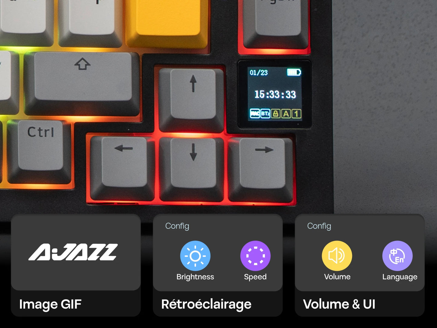ISO-FR-Layout EPOMAKER X AJAZZ AK820 PRO 75% AZERTY Französisch Hot-Swap kabelgebundene/BT/2.4GHz kabellose mechanische Tastatur für Win/Mac/PC