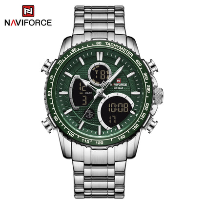 NAVIFORCE Herren-Sportuhr – Originelle Luxus-Armbanduhr aus Edelstahl, wasserdichtes Militärmodell mit doppelter Anzeige