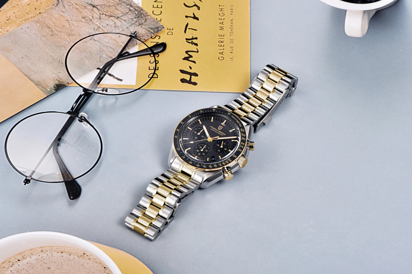 PAGANI DESIGN New AR Sapphire Quartz luxury men's watches 500 vitometer Circle Sport M 100 waterproof chronograph 316L all-steel Japan Movt Luminous man Watch
