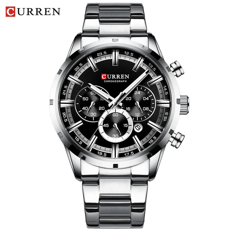 CURREN Top Brand Luxury Military Leather Wrist Watch Casual Sport Watches for Men Blue Man Clock Fashion Chronograph Wristwatch