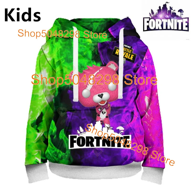 Hot Game Fortnite Hero Print Sweatshirt für Jungen und Mädchen, 3D-Kleidung, lässiger Kinder-Hoodie, für Kinder, Erwachsene, Herren und Damen, Frühlings- und Herbst-Pullover