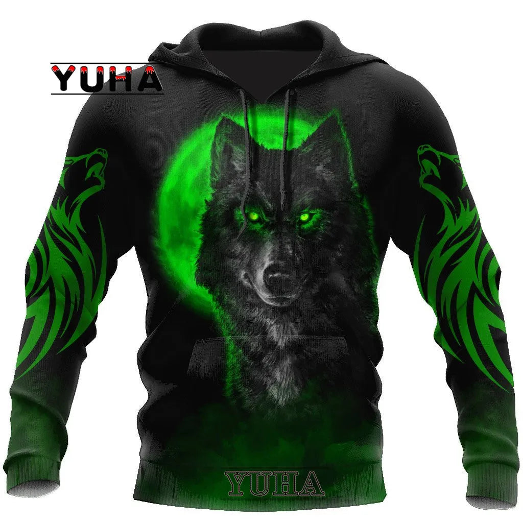 Wolf 3d Printed Hoodies Unisex Cool  Pullover Animal Graphic Sweatshirt Men’s Street Wear