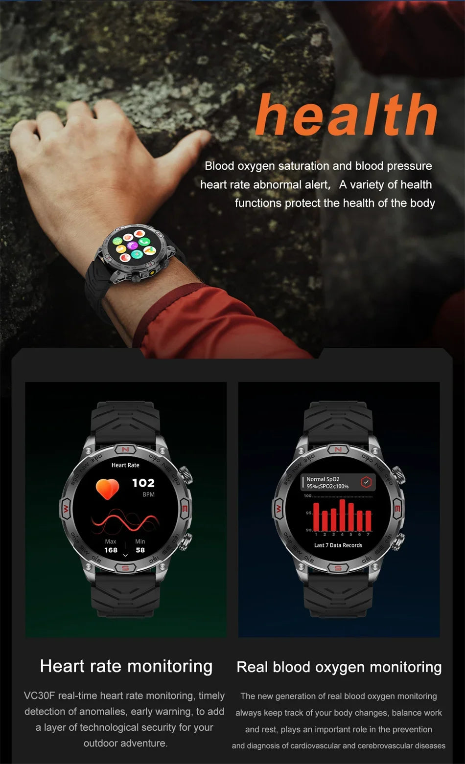 Men Fashion Outdoor Sport GPS Smart Watch Men AMOLED HD Screen Heart rate Waterproof Sport Smartwatch Man Smart Bracelet clock