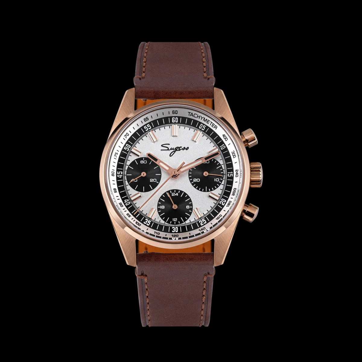 Sugess Mens Watch 38mm Chronograph Mechanical Wristwatches Tianjin Gooseneck Movement Sapphire Crystal Roulette Dial S465 new
