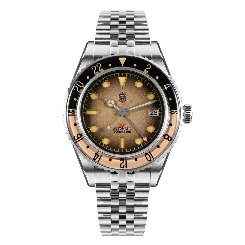 San Martin 2025 Men's Watches Retro NH34 GMT Sandwich Dial 40mm Bidirectional Sapphire Bezel Luxury Sports Watch 20Bar SN0134