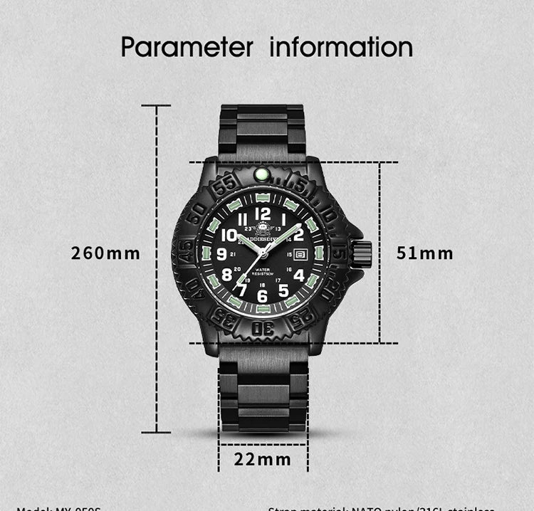 ADDIESDIVE 2023 Men's Sports Watch Military Sports Luxury Rotating Bezel Luminous Watch Nylon Strap 50m Waterproof Quartz Watch