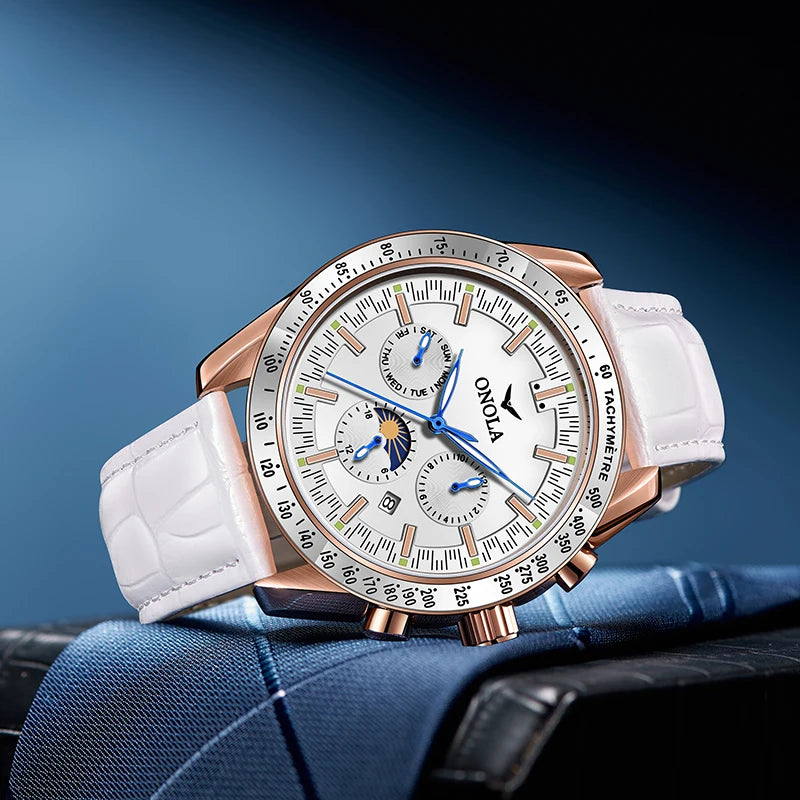 Mechanische Herrenuhr ONOLA – Luxuriöse Automatikuhr im lässigen Stil, mit Lederarmband und durchbrochenem Zifferblatt