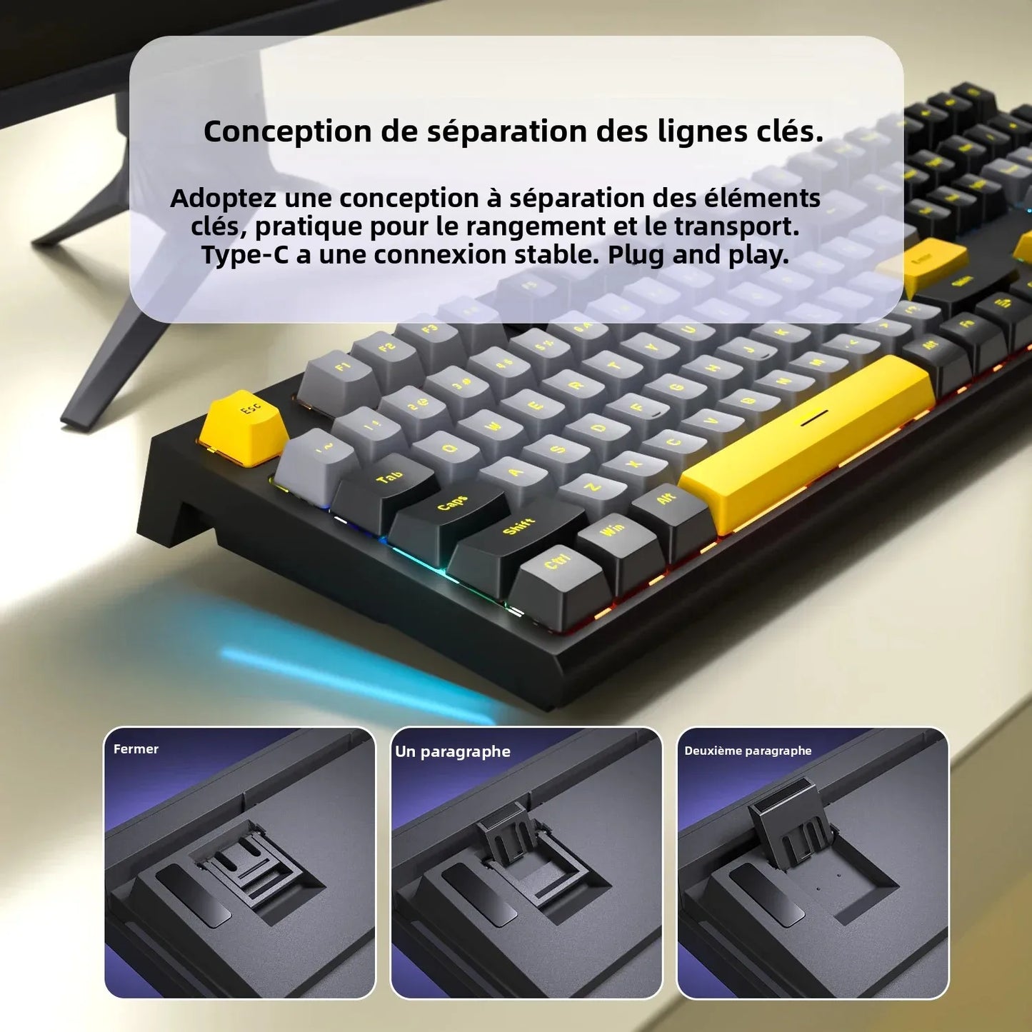 108-key Wired Mechanical Gaming Keyboard with RGB Backlit | Gaming Chip | Low Latency | Anti-Ghosting | for PC Win/Mac Gamers