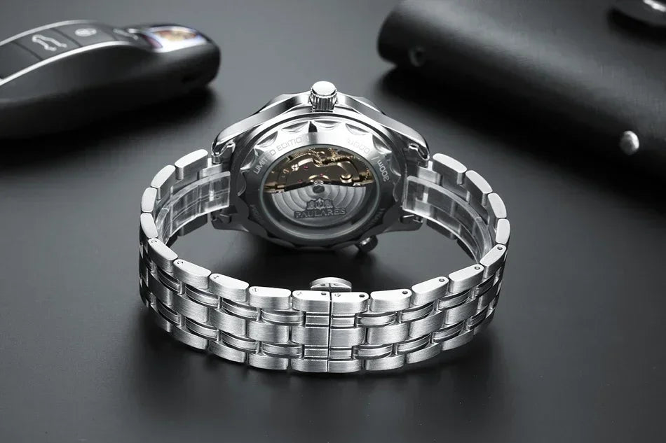 Automatic Mens Watch Mechanical Self Wind Movement Stainless Steel Casual Yellow Gold Silver Blue Master Wave Fashion Watches
