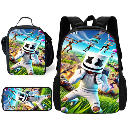 Child School Backpack with Lunch Bags ,Pencil Bags ,Hot Game Design-F-FortniteS School Bags for Boys Girls Best Gift