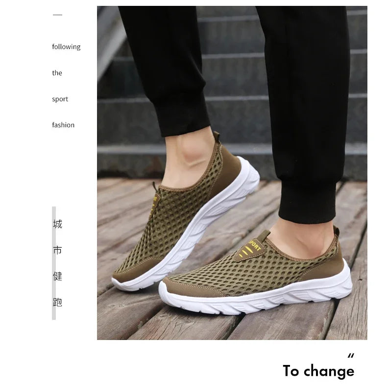 YRZL Lightweight Men's Casual Shoes, Breathable Slip-On Male Casual Sneakers, Anti-Slip Men's Flats, Outdoor Walking Shoes Size 39-46