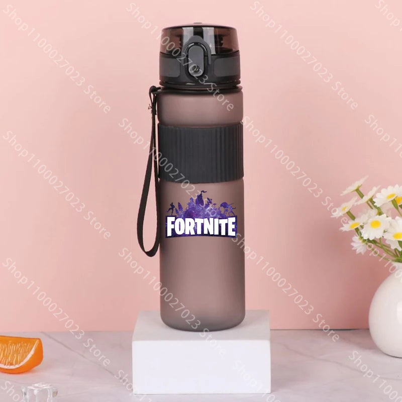 550ML Cartoon Fortnite Adult Sport Water Bottle, Motivational Leak-Proof Portable Reusable Plastic Cup, Large Capacity Water Cup