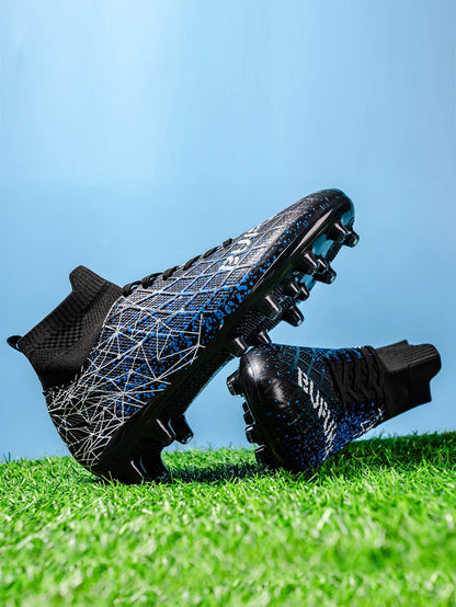 AG/FG Athletic Soccer Cleats PU Fabric Comfort Upper TPU Anti-Slip Long Studs Sole Reliable Quality Adult Kids Training Shoes