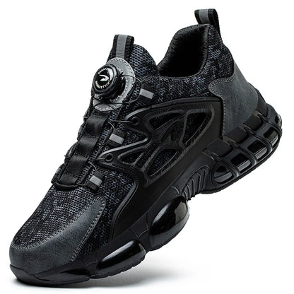 Chaussures de sécurité de travail à bouton rotatif pour hommes, chaussures à bout en acier indestructibles, baskets de travail, bottes de protection, taille 47 48