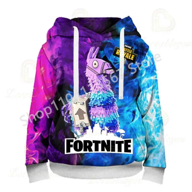Llama Battle Royale F-Fortnited Hoodies 3D Printed Men Women Children Sweatshirts Boy Girl Kids Streetwear Pullover Green Tops