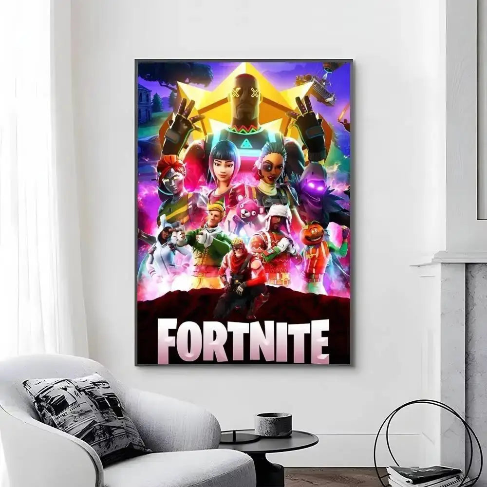 Game-F-F-Fortnites Posters Self Adhesive Waterproof Ideal For Living Room Bedroom Bar Decoration