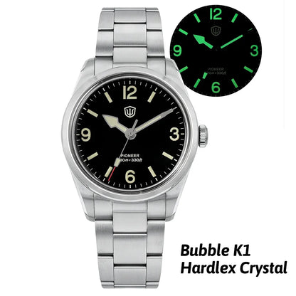 Montre à quartz pour homme Watchdives WD1960S V2, style vintage, cadran crème, 36 mm, mouvement VH31 à trotteuse fluide, verre saphir bombé, étanche 10 ATM, aiguilles luminescentes, boîtier en acier inoxydable
