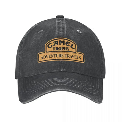 Retro bejzbalová čiapka Camel Trophy Racing pre mužov a ženy, v štýle „distressed“ z džínsoviny, s patentným zapínaním, outdoorová letná čiapka bez pevnej konštrukcie, mäkká čiapka