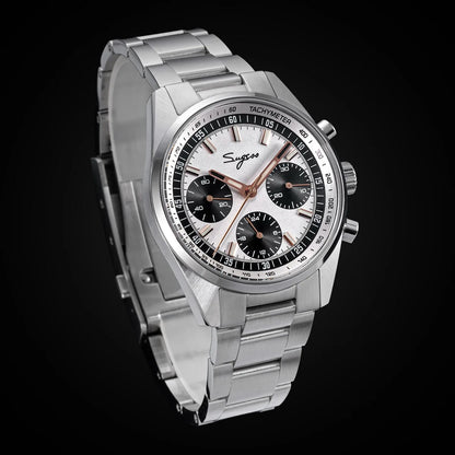 Sugess Mens Watch 38mm Chronograph Mechanical Wristwatches Tianjin Gooseneck Movement Sapphire Crystal Roulette Dial S465 new