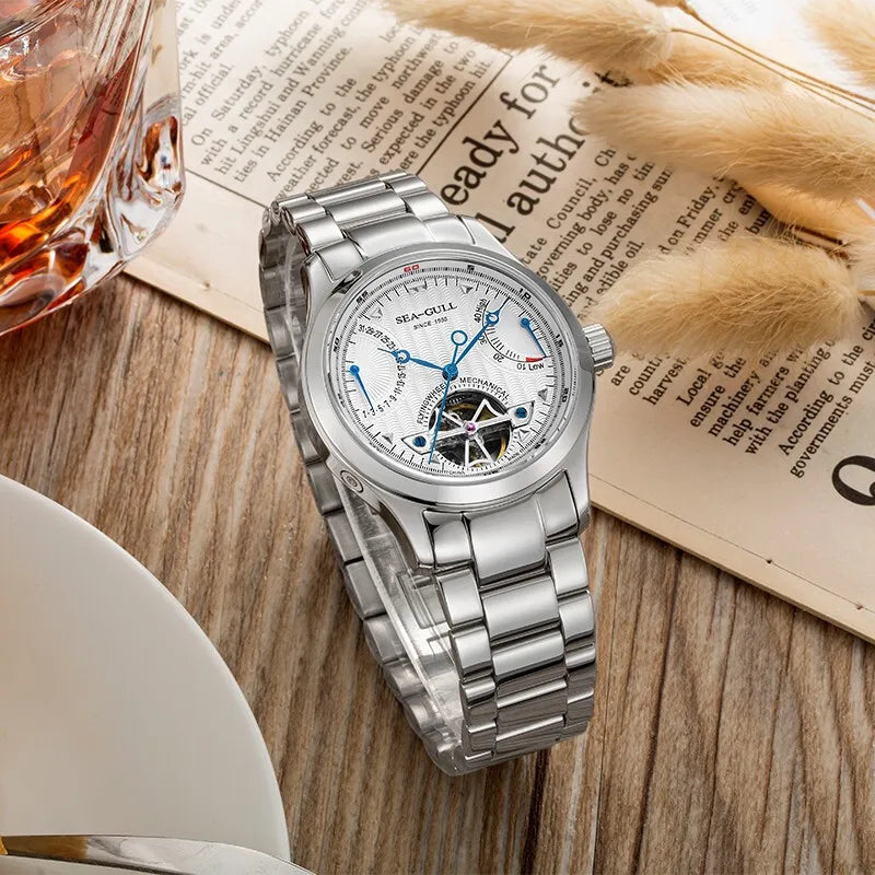 Seagull Flywheel Series Men's Watch Xidong Mechanical Watch 316L Precision Steel Band 39mm Business Watch Relojes Para Hombres