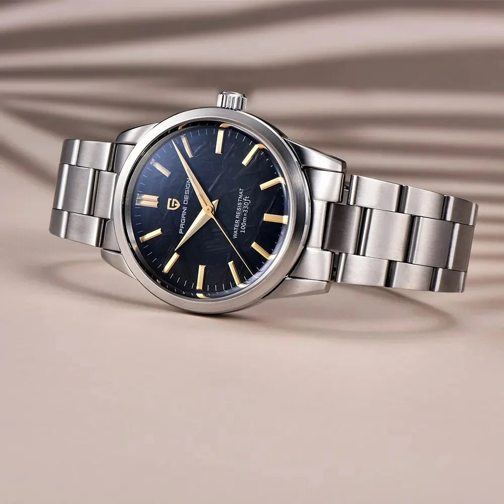 Pánské hodinky PAGANI DESIGN 40 mm, japonský quartzový strojek TMI VH31, luxusní/obchodní styl, safírové sklo, nerezová ocel 316L, vodotěsné do 100 m