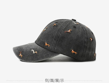 New puppy retro spring and autumn fashion washed Auteng soft top baseball cap, street worn new duckbill hat with embroidery