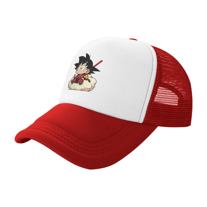 Dragon Ball  Kid Buu Trucker Cap Unisex  Hats Sun Caps Trucker Cap Adjustable Polyester Mesh Baseball Cap Summer
