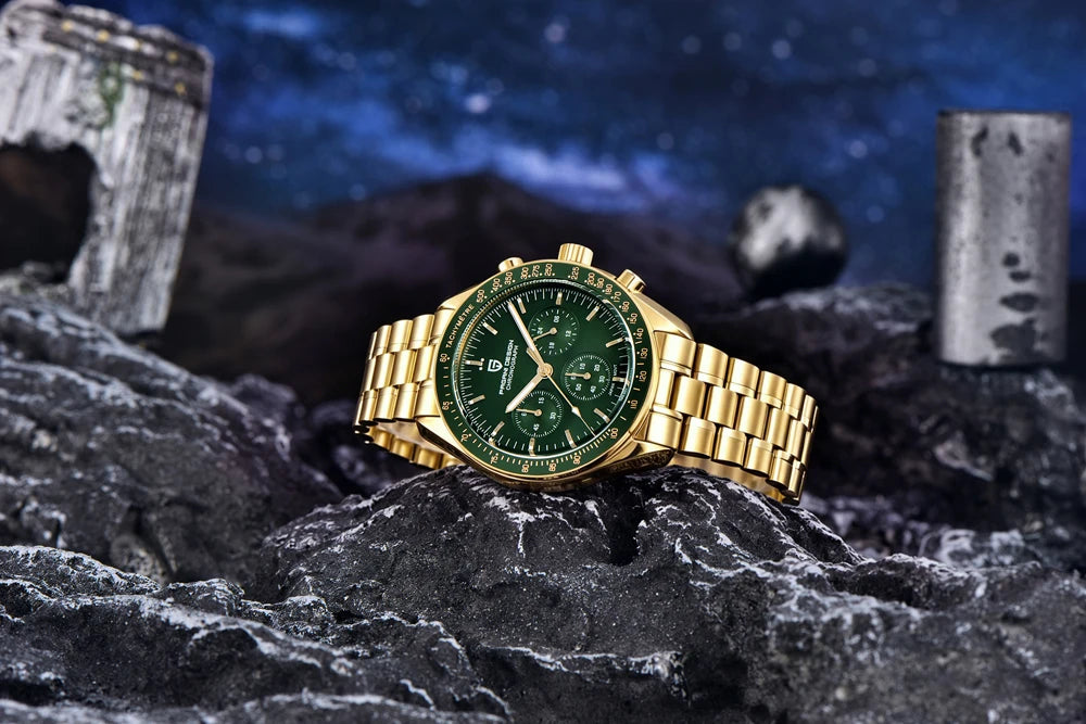 PAGANI DESIGN Moon Men's Watches Gold Luxury Quartz Watch Men Speed Sports Chronograph AR Sapphire Waterproof Luminous Man Gift