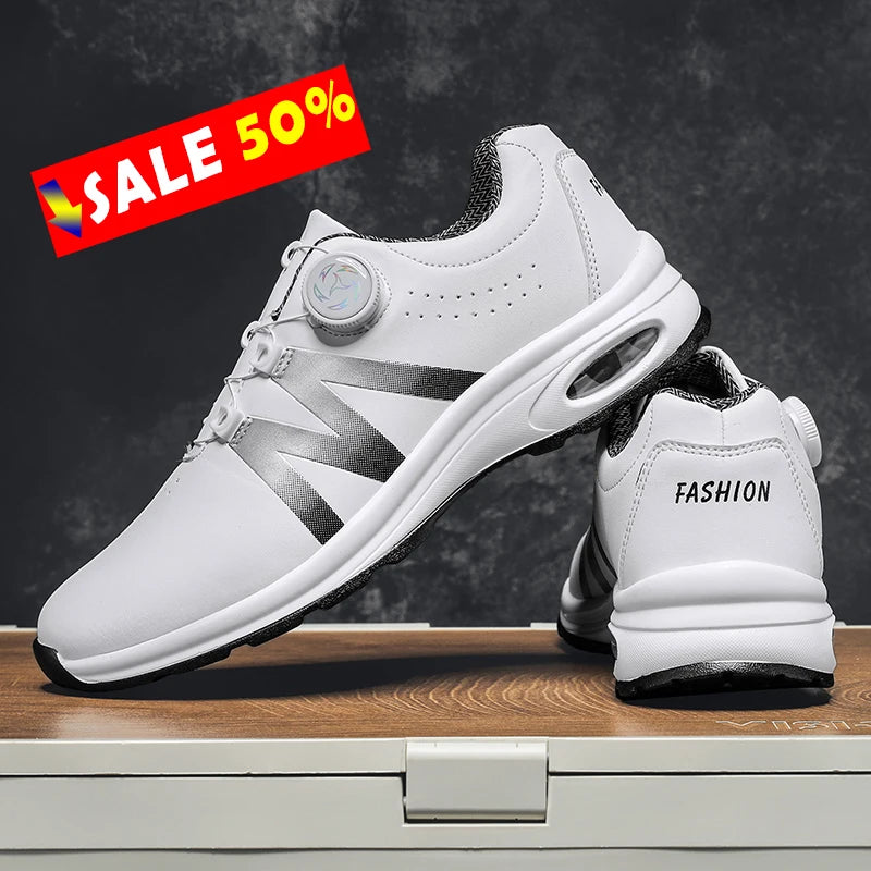 Golf Shoes Air Cushion Men Sports Running Driving Shoes Breathable Lightweight Comfortable Athletic Nonskid Rotating Sneakers
