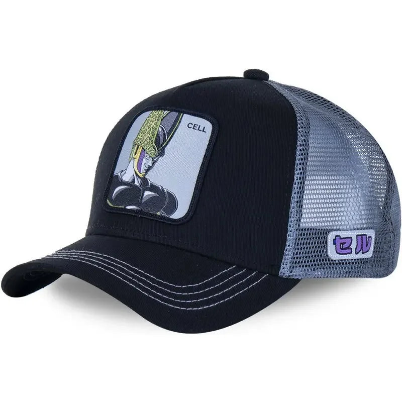 Casquette Dragon Ball Son Goku pour l'été : casquette de voyage à visière, pour homme, brodée, style hip-hop, visière pare-soleil, casquette trucker ajustable en maille