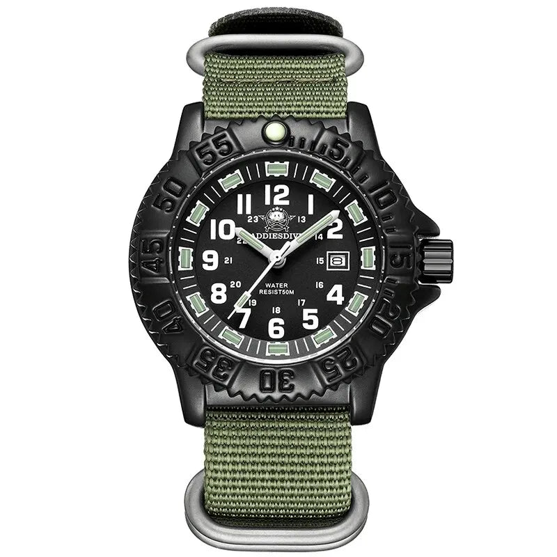 ADDIESDIVE 2023 Men's Sports Watch Military Sports Luxury Rotating Bezel Luminous Watch Nylon Strap 50m Waterproof Quartz Watch