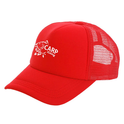 Pánske trucker čiapky s potlačou „Carp Fish“ – vtipné rybárske čiapky, baseballové čiapky, štýlové letné unisex čiapky zo sieťoviny MZ-169