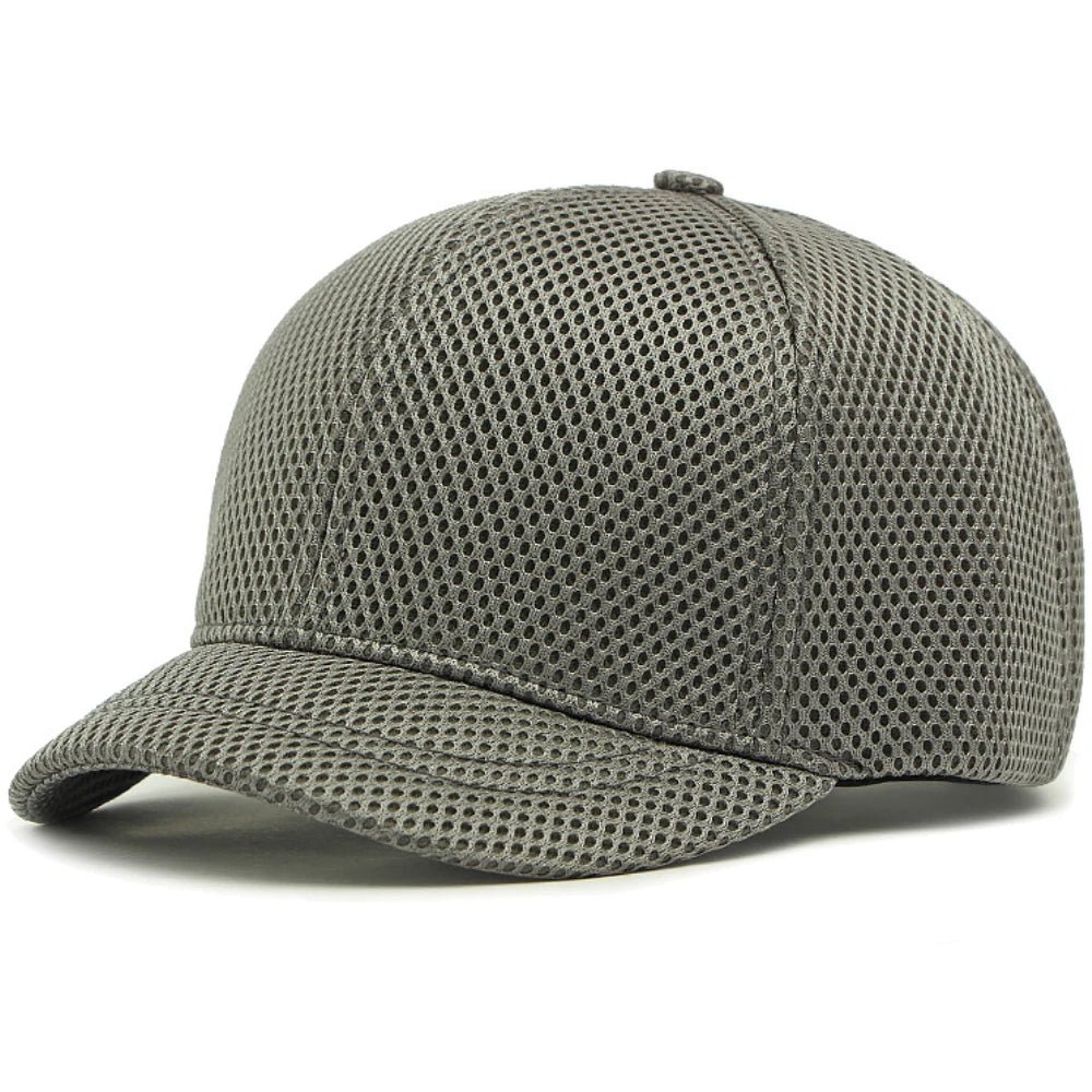 HT4828 5 cm Baseballkappe mit kurzer Krempe für Herren, 6-Panel-Baseballkappe, atmungsaktive Mesh-Trucker-Cap, Herren und Damen, einfarbig, schlichte Snapback-Cap
