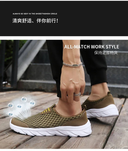 YRZL Lightweight Men's Casual Shoes, Breathable Slip-On Male Casual Sneakers, Anti-Slip Men's Flats, Outdoor Walking Shoes Size 39-46